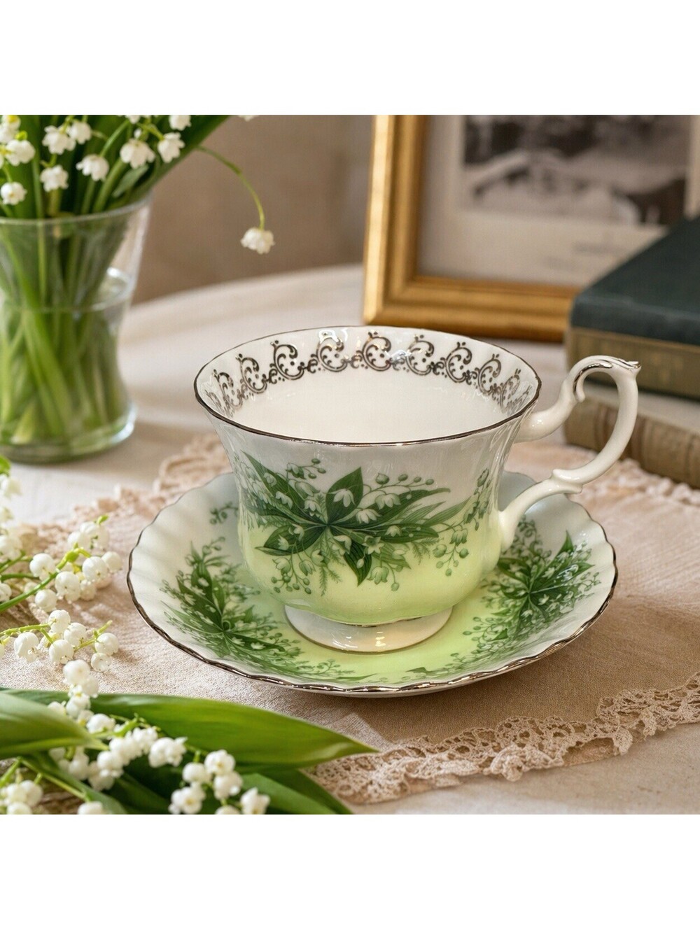 Royal Albert Concerto Lily of the Valley Tea Cup Saucer England Bone China